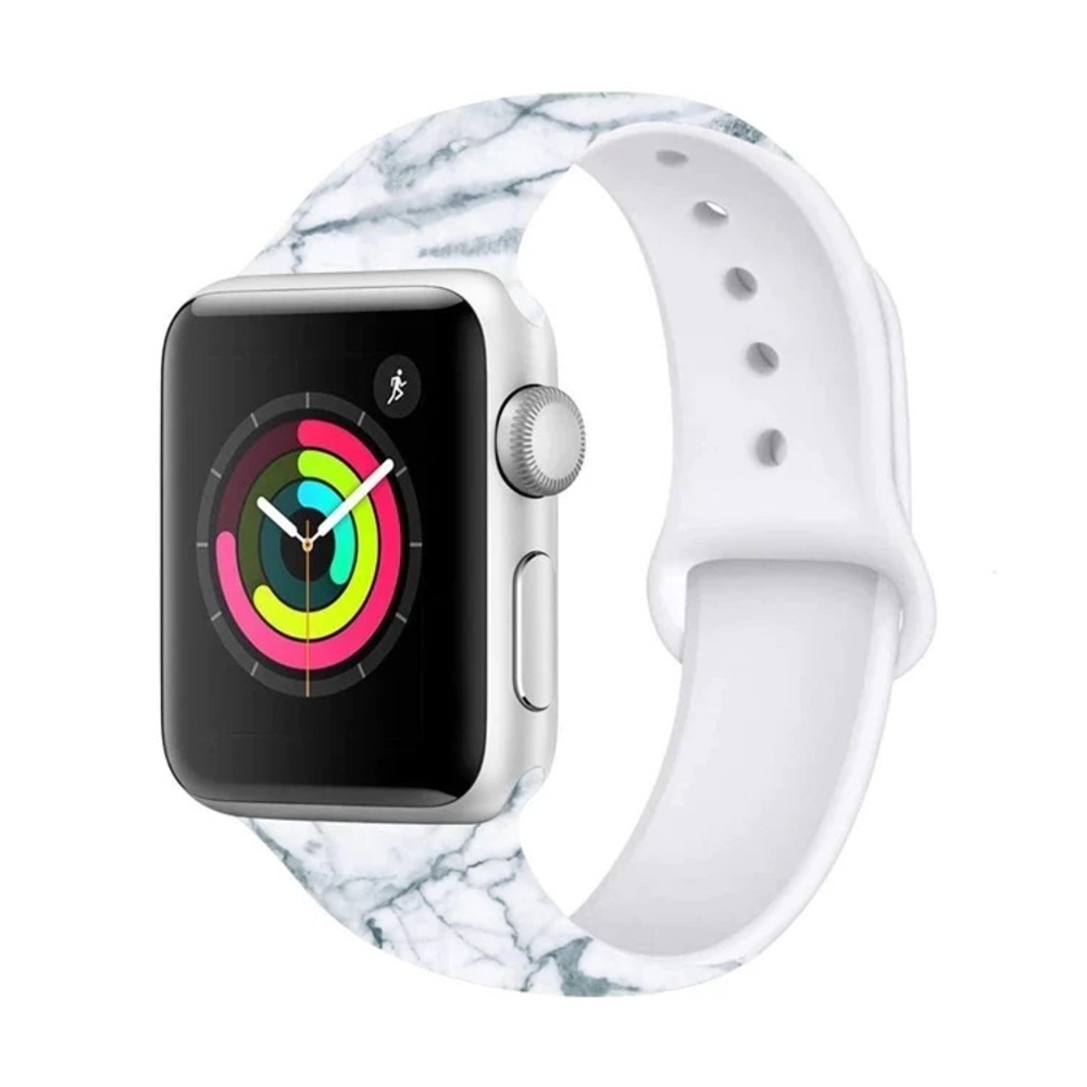 Fancy Bands Gray/White Marble Print Silicone Band For Apple Watch 38/40 S/M